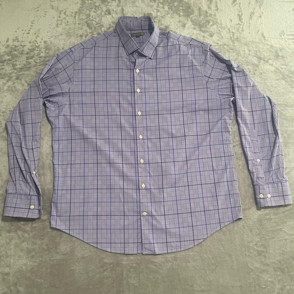 Peter Millar Shirt Mens XL Purple Summer Comfort Plaid Stretch Casual Golf - Picture 1 of 9